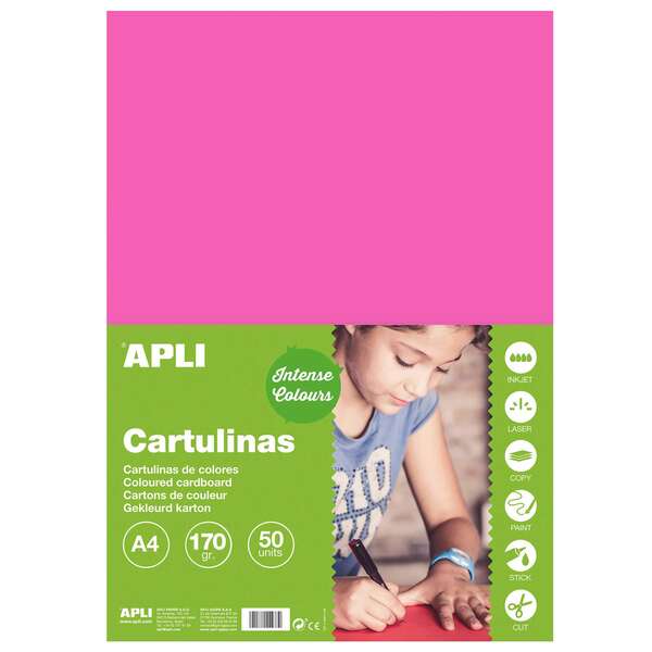 Apli Cartulina Fucsia A4 170G 50 Hojas
