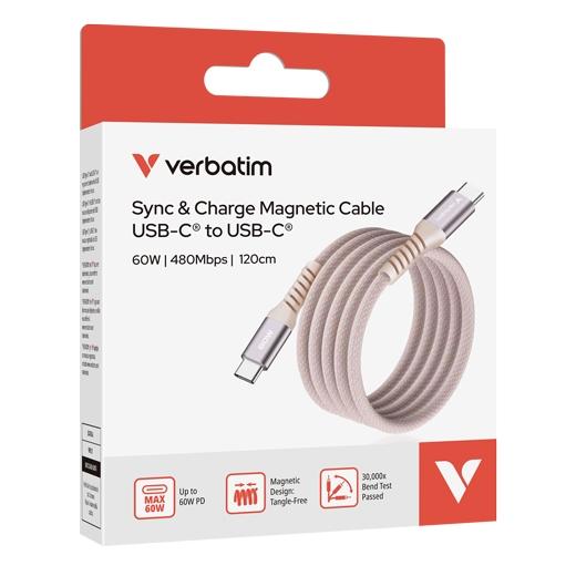 Verbatim Cable Magnetico Tipo Usb-C/M - Usb-C/M Rosa 60W 1,20 M