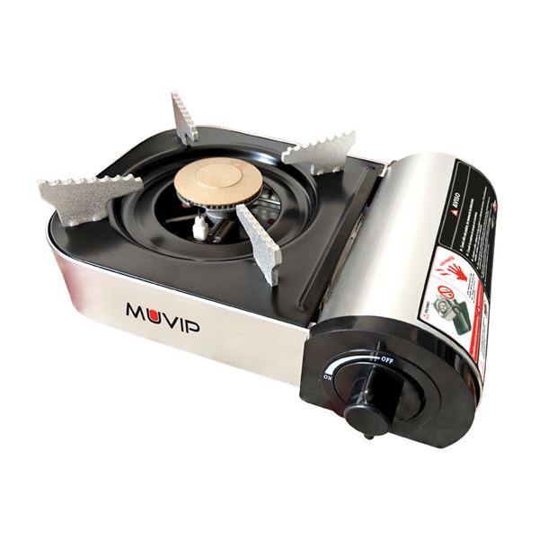 Muvip Serie Small Cocina De Gas Portatil 1 Fuego  - Encendido Automatico - Quemador De Aluminio Y Cobre - Valvula Doble Sellado - Maleta De Transporte