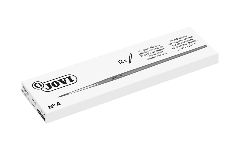 Jovi Pinceles Artisticos Pelo Poney Nº 4 - Pelo Natural - Mango De Madera - Calibre 00 Al 12 - Punta Redonda - Pelo Suave - Color Varios