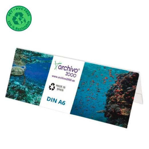 Archivo 2000 Portanombres De Sobremesa Flexible Din A6 Pet 100% Reciclable Cristal Transparente