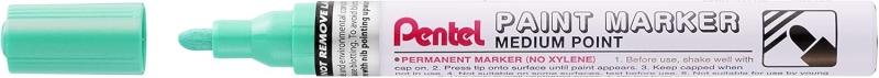 Pentel Paint Marker Marcador De Pintura - Punta Media 4.5Mm - Permanente En Todas Las Superficies - Resistente A Luz Y Agua - Cuerpo De Aluminio - Color Verde Perla