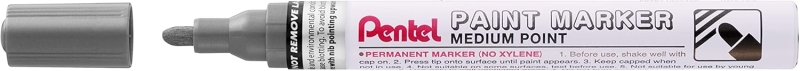 Pentel Paint Marker Marcador De Pintura - Punta Media 4.5Mm - Permanente En Todas Las Superficies - Resistente A Luz Y Agua - Cuerpo De Aluminio - Color Negro Perla