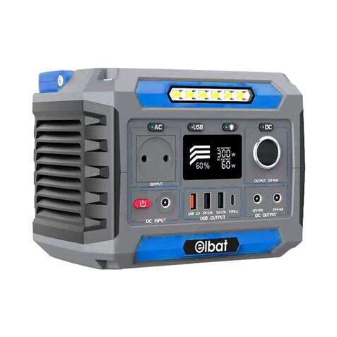 Elbat Generador De Energia Portatil - 300W - Bateria De Litio 78.000Mah - Display Led - Carga Solar - Accesorios Incluidos - Puertos De Salida Usb Y Dc - Color Gris