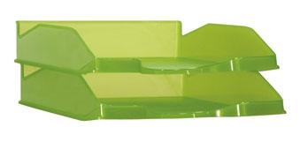 Archivo 2000 Bandeja Apilable En 3 Posiciones Fondo Liso Din A4 Y Folio 345X255X60 Mm Kiwi Traslúcido