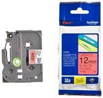 Brother Cinta Rotuladora Laminada Texto Negro Sobre Rojo - 12Mmx8M