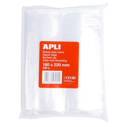Apli Bolsas Autocierre 160X220Mm Ldpe Transparente Pack 100 Ud