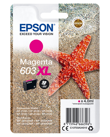 Epson Tinta Magenta Xp-2100, 3100, 4100 / Wf-2830Dwf, 2850Dwf - 603 Xl