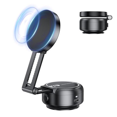 Xo C166 Soporte De Coche Para Smartphones - Succion Electrica - Bateria Integrada - Brazo Telescopico - Anclaje Magnetico - Color Negro