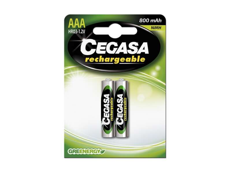 Cegasa Rechargeable Pack De 2 Pilas Recargables Aaa Hr03 800Mah