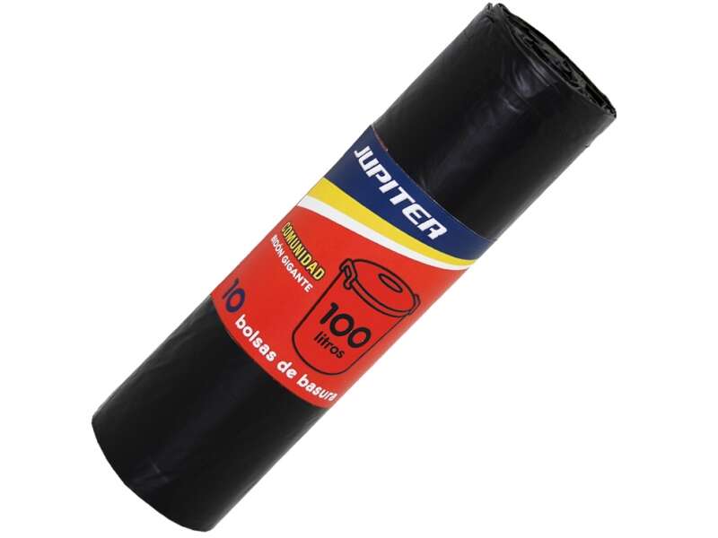 Jupiter Rollo De 10 Bolsas De Basura De 100L - Primera Calidad - Color Negro