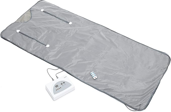 Innovagoods Bedna Manta Sauna De Calor Infrarrojo - 650W - 2 Cables De 150Cm - Pantalla Led - Temperatura Regulable - Plegable - Temporizador - Apagado Automatico - 179X79X2Cm - Color Gris