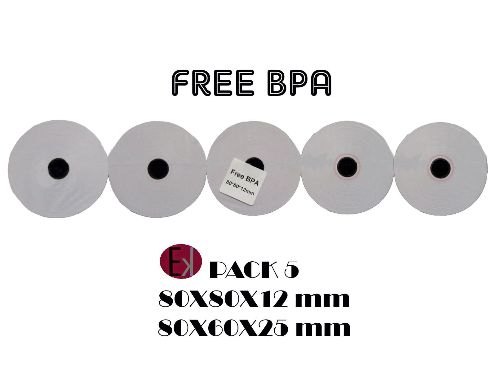 Ekrit Rollo Térmico Sin Bpa 80X60X12Mm 65Grs -5U-