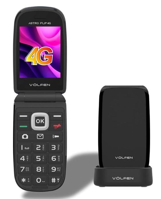 Volfen Telefono Movil Astro Flip 4G Pantalla Xxl Tipo Choncha Negro