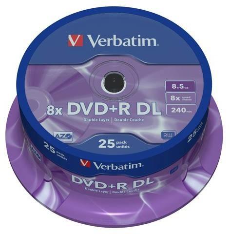 Verbatim Dvd+R Doble Capa, 8.5Gb, 8X, 25 Pack Spindle, Superficie Matt Silver