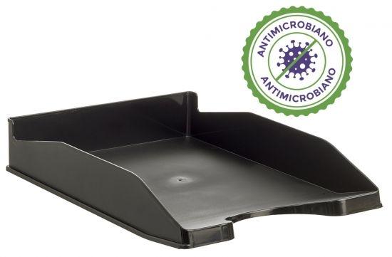 Archivo 2000 Bandeja Antimicrobiana Apilable En 3 Posiciones Fondo Liso Din A4 Y Folio 345X255X60 Mm Negro