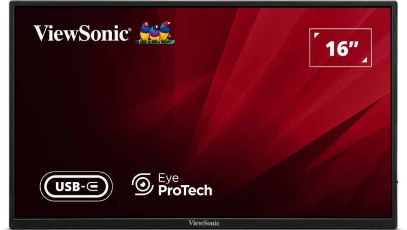 Viewsonic Va1650 Monitor Portatil 16" Ips Fhd 60Hz - Respuesta 7Ms - Altavoces 2W - Hdmi, Usb-C - Vesa 75X75 Mm - Color Negro