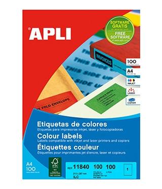 Apli Etiquetas Adhesivas 210X297Mm Inkjet/Láser C/Rectos 1 X 100H Rojo