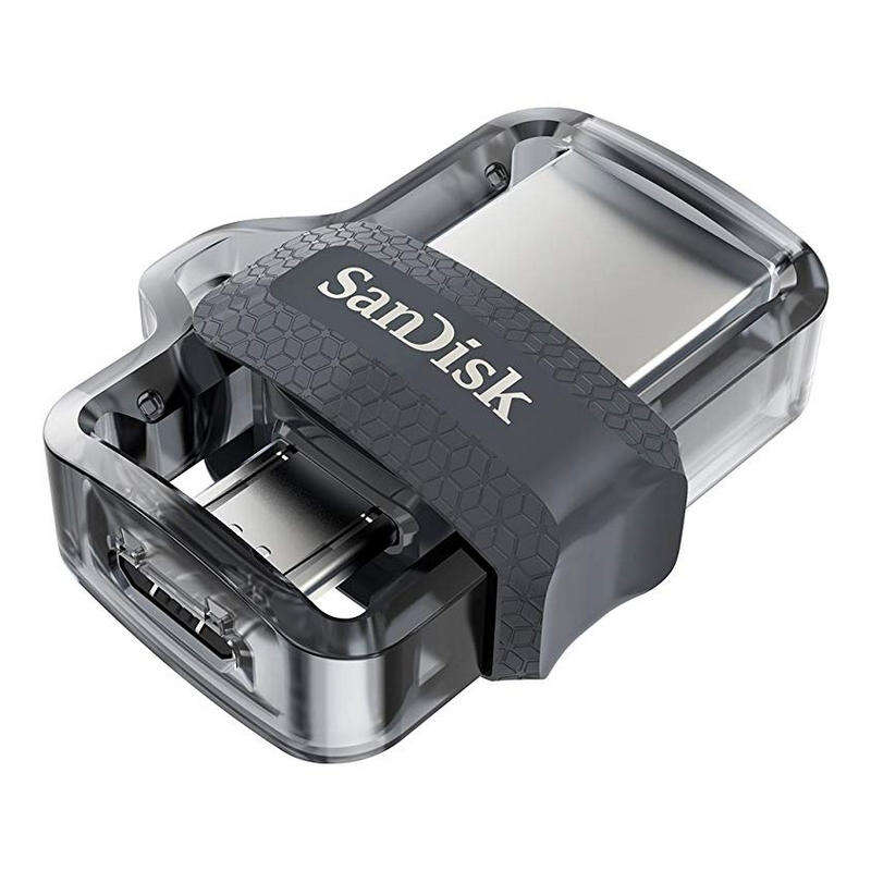 Sandisk Ultra Dual Drive M3.0 Memoria Usb 3.0 Y Micro Usb 64Gb - Hasta 150Mb/S De Lectura - Color Transparente/Negro (Pendrive)