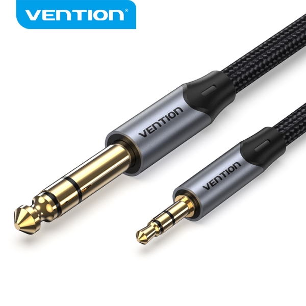 Vention Cable De Conexion Stereo - Jack 3.5Mm A Jack 6.3Mm - 5M - Contactos Dorados - Aislamiento Pvc - Color Gris