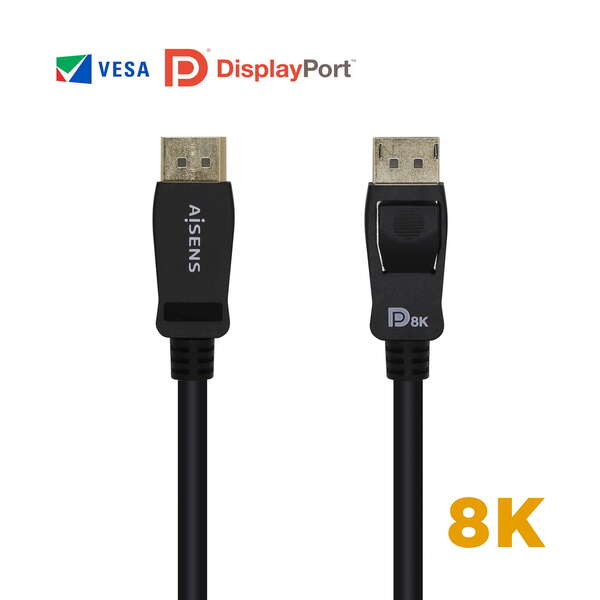 Aisens Cable Displayport Certificado V1.4 8K@60Hz - Dp/M-Dp/M - 2.0M - Color Negro