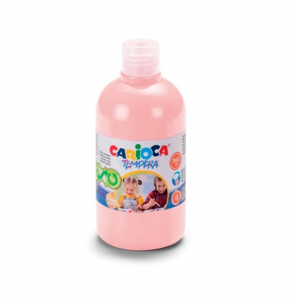 Carioca Botella De Tempera 500Ml - Colores Superlavables - Faciles De Mezclar - Aplicable En Materiales Porosos - Alta Opacidad - Color Rosa Claro