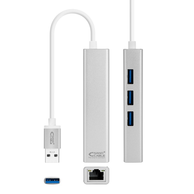 Nanocable Conversor Usb 3.0 Ethernet + 3Xusb 3.0