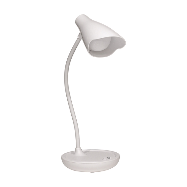Unilux Lampara De Escritorio Led Ukky - Iluminacion Led De Bajo Consumo - Diseño Moderno Y Elegante - Brazo Flexible Para Ajustar La Luz - Color Blanco