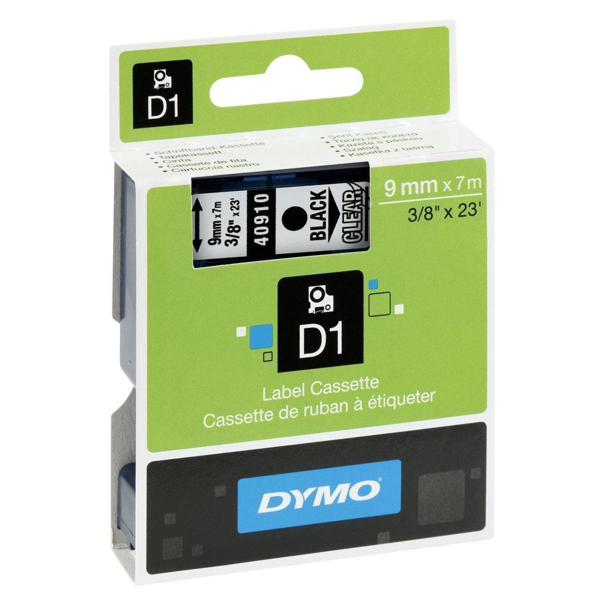 Dymo Cinta De Transferencia Termica D1 40910. Etiquetas Estándar Negro Sobre Transparente De 9Mmx7M. Poliester Autoadhesiva. Rotuladora Labelmanager