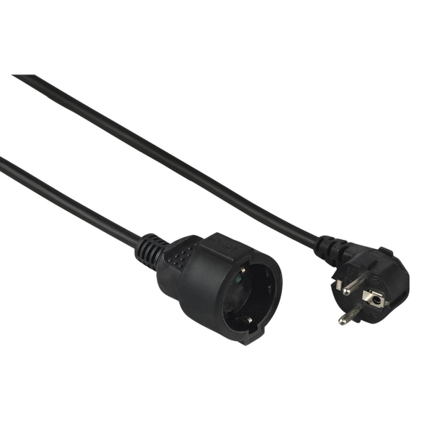 Hama  Cable De Alimentacion Alargador Acodado - Potencia Maxima 3680W - Longitud 2M - Seccion 1.5Mm2 - Schuko Cee7 - Color Negro