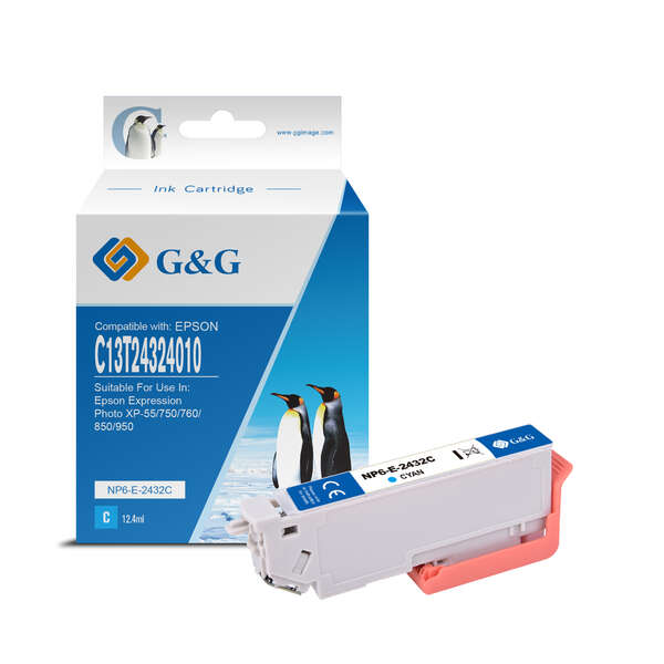 G&G Epson T2432/T2422 (24Xl) Cyan Cartucho De Tinta Generico - Reemplaza C13T24324012/C13T24224012