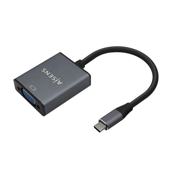 Aisens Conversor Aluminio Usb-C A Vga - Usb-C/M-Hdb15/H - 15Cm - Color Gris