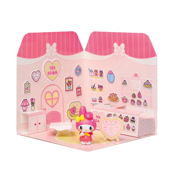 Comansi Sticker House My Melody Tea Room - Incluye Figura - Stickers Lavables -  Escenario Adorable - Juego Creativo