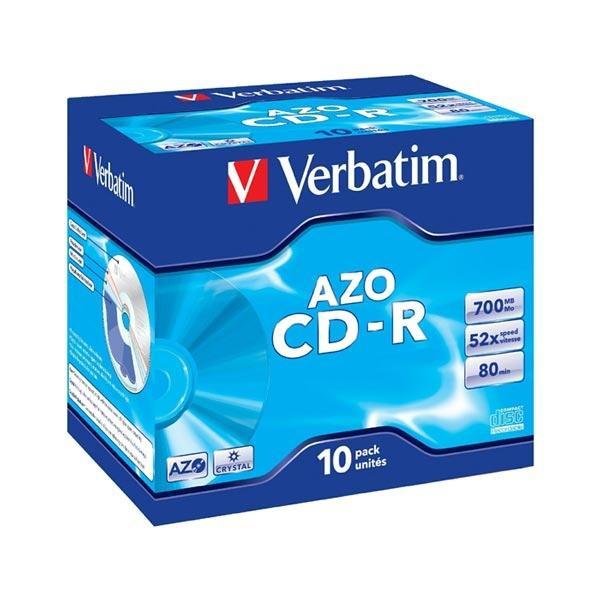 Verbatim Cd-R Azo, 700Mb, 52X, 10 Pack Jewel Case, Superficie Crystal