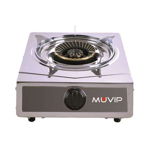 Muvip Serie Strong Cocina De Gas Inox 1 Fuego - Encendido Piezoelectrico - Quemador De Hierro Fundido Desmontable