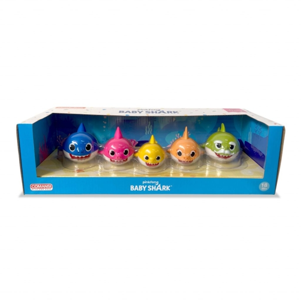 Comansi Set Baby Shark Family - 5 Figuras - Colores Vivos - Inspirado En Canción Infantil