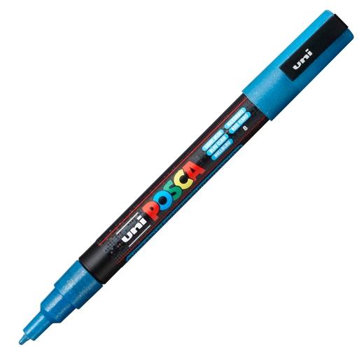 Posca Marcador  Pc-3Ml Punta Cónica 0,9 - 1,3 Mm Azul Claro Purpurina