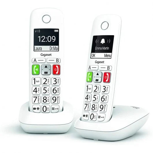 Gigaset E290 Duo Telefono Inalambrico Dect + 1 Supletorio - Pantalla Grande En B/N - Teclas Con Numeros Grandes - Volumen Con Funcion Amplificador - Gran Autonomia