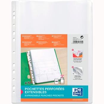 Oxford Funda Multitaladro 11 Pp Cristal A4 200 Micras Gran Capacidad Extra Blister 10 Fundas