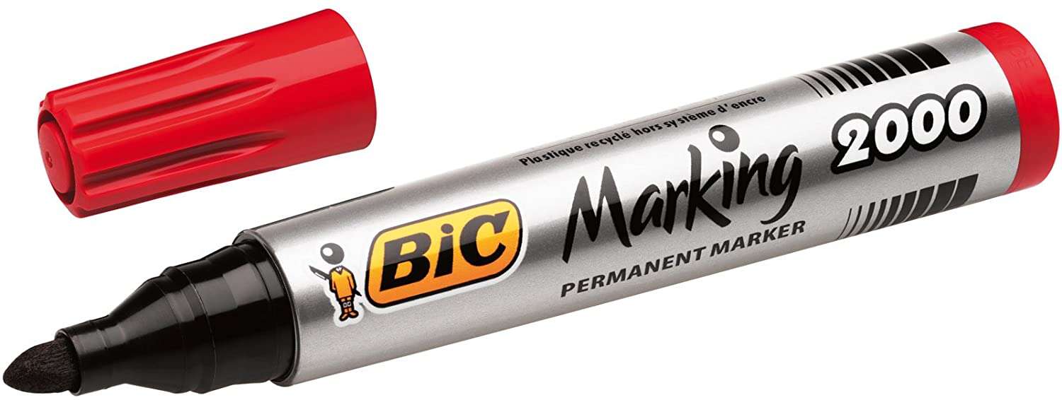 Bic Marking 2000 Ecolutions Rotulador Permanente - Tinta Con Base De Alcohol - Ecologico - Secado Rapido - Color Rojo