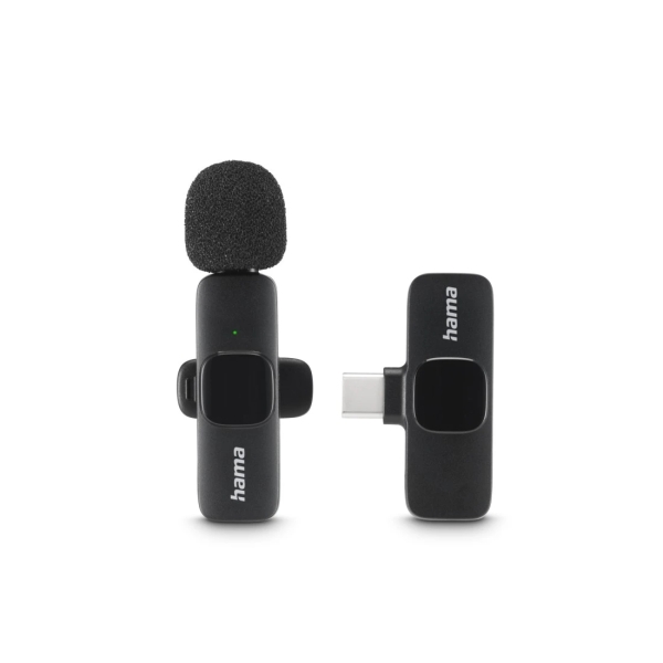 Hama Microfono De Solapa Inalambrico - 2200 Ohm - Usb-C - Sujeccion Con Clip - Color Negro