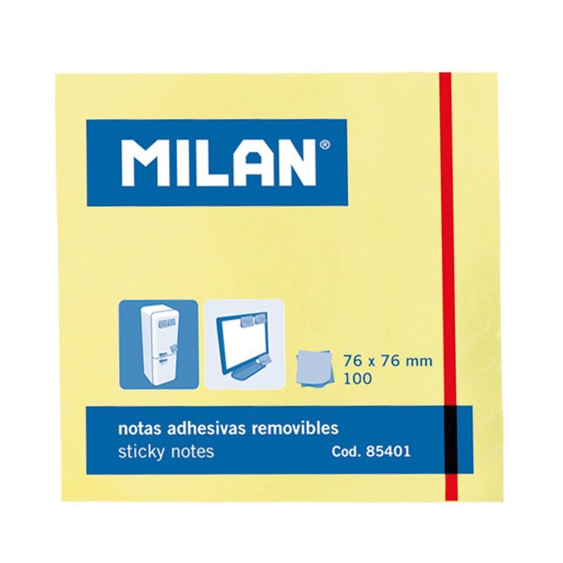 Milan Bloc Notas Adhesivas Removibles 100H 76X76 Amarillo Claro