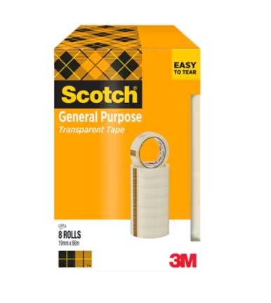 Scotch Cinta Transparente 508 Rollo 19Mm X 66M Pack 8U