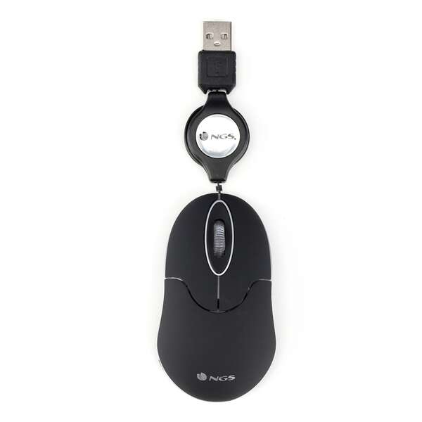 Ngs Sin Raton Usb 1000Dpi - Cable Retractil - 3 Botones - Uso Ambidiestro - Color Negro