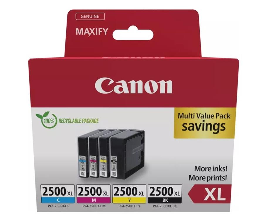 Canon Tinta Ecopack Bk+C/M/Y Maxifi Ib 4050/4150 - Mb 5050/5150/5155/5350/5450/5455 (Pack 4 Colores) - Pgi 2500Xl