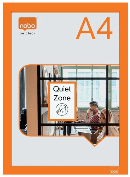 Nobo Pack De 2 Marcos Autoadhesivos Magneticos En Formato A4 - Colocacion En Vertical U Horizontal - Marco De Color Naranja