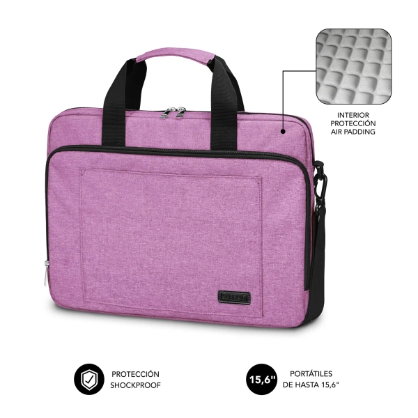 Subblim Maletin Para Portatiles De Hasta 15.6 Pulgadas - Proteccion Air Padding - Resistente Poliester Oxford - Repelente De Liquidos - Color Rosa