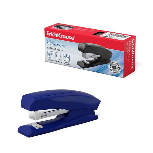 Erichkrause Elegance Classic Grapadora De Sobremesa - Grapa Hasta 20 Hojas - Usa Grapas Nº10 - Resistente A Los Golpes - Mecanismo De Acero - Colores Surtidos Aleatorios