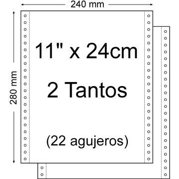 Papel Continuo 11" X 240Mm - Juego De 2 Tantos - Envase De 1.500 Unidades - Color Blanco