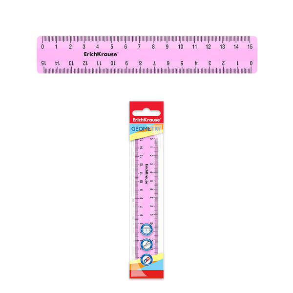 Erichkrause Regla Pastel - 15Cm - Rosa - Bolsa De Polietileno